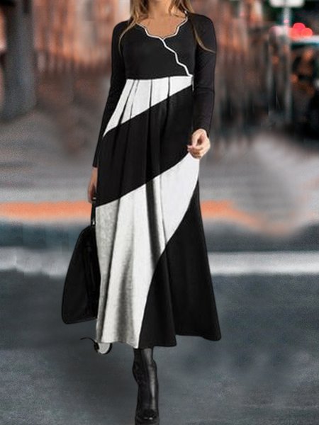 

V Neck Geometric Casual Dresses, Multicolor, Dresses
