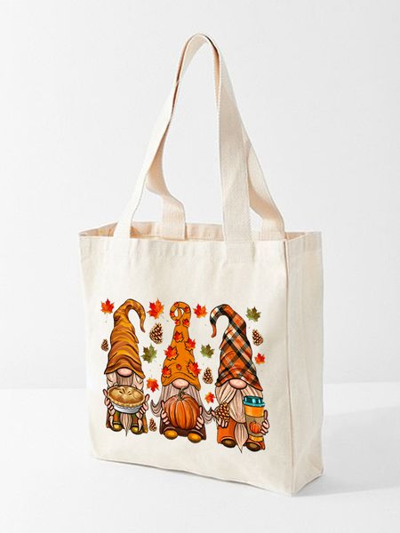 

Pumpkin Graphic Shopping Totes, White, Bags