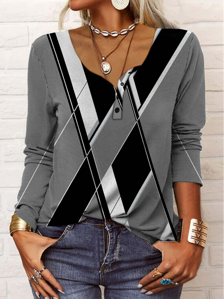 

Casual Geometric Regular Fit Crew Neck T-Shirt, Multicolor, T-Shirts