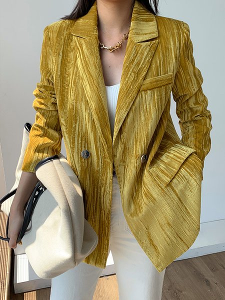 

Urban Work Velvet Lapel Collar Plain Blazer, Yellow, Blazers