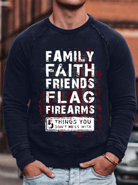 

Men's Funny Family Faith Friends Flag Loose Casual Sweatshirt, Blue, Hoodies&Sweatshirts