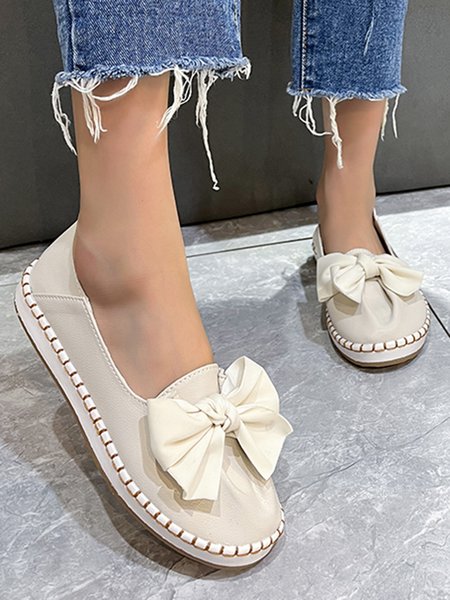 

Cute Bow Resort Flats, Off white, Flats