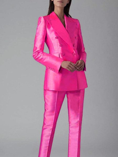 

Daily Long sleeve Regular Fit Plain Urban Blazer, Rose red, Blazers