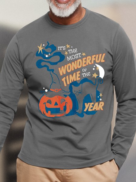 

Women's Funny It's The Most Wonderful Time Of The Year Halloween Cotton Tops, Deep gray, Long Sleeves