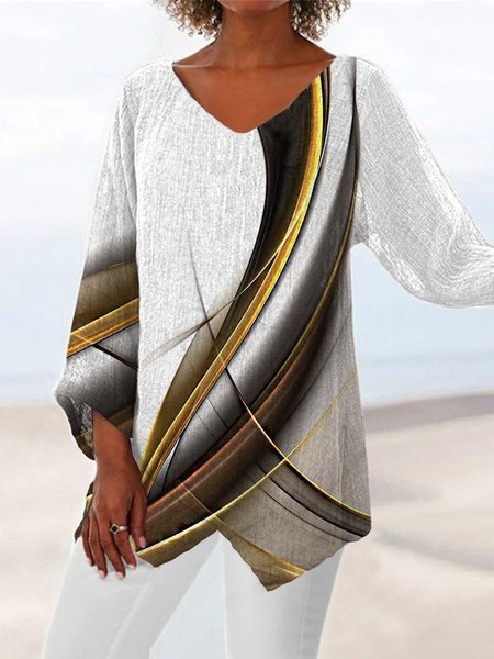 

V Neck Casual Regular Fit Tops, Yellow, Tunics