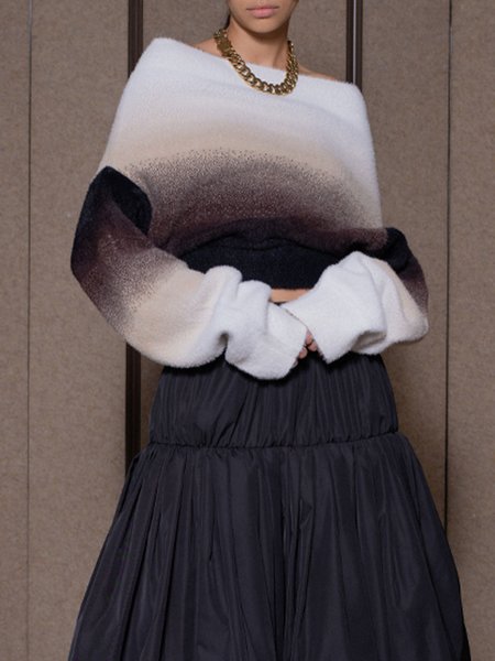 

Elegant Daily Long sleeve Cold Shoulder Sweater, White, Pullovers
