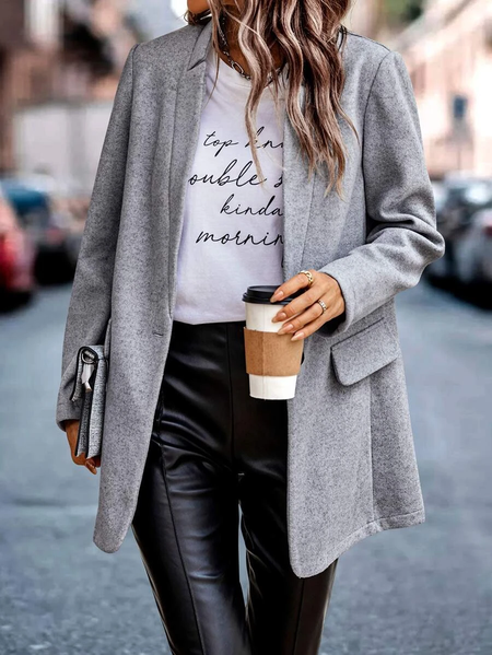 

Urban Regular Fit Plain Blazer, Gray, Outerwear