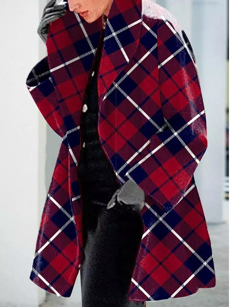 

Woolen Casual Shawl Collar Overcoat, Multicolor, Outerwear