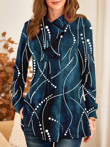 

Shawl Collar Polka Dots Buttoned Sweatshirts, Dark blue, Sweatshirts & Hoodies