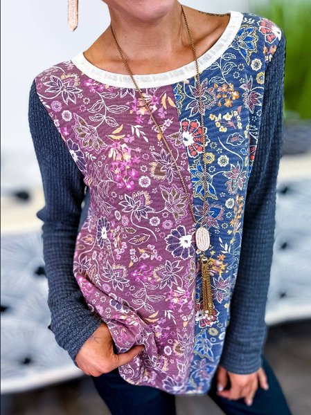 

Regular Fit Crew Neck Ethnic Tops, Blue, Tops