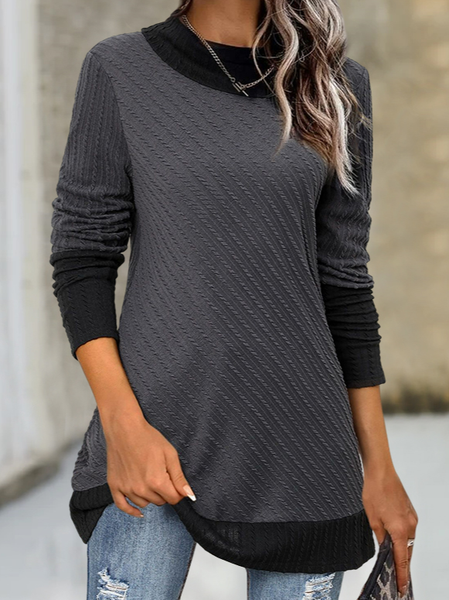 

Color Block Casual Regular Fit Sweatshirts, Gray, Tunics