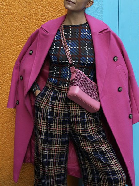 

Daily Long sleeve Regular Fit Urban Overcoat, Rose red, Coats