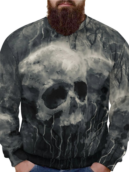 

Men's Skull Printing Halloween Casual Crew Neck Sweatshirt, As picture, Hoodies&Sweatshirts