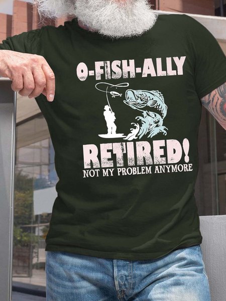 

Men Fishing Retired Not My Problem Letters Cotton T-Shirt, Darkgreen, T-shirts