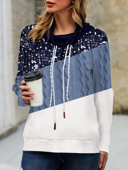 

Casual Glitter Color Block Sweatshirts, Blue, Sweatshirts & Hoodies