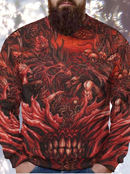 

Men's Casual Loose Halloween Sweatshirt, As picture, Hoodies&Sweatshirts