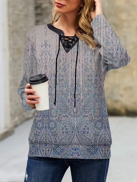 

Boho Paisley V Neck Sweatshirts, Multicolor, Sweatshirts & Hoodies
