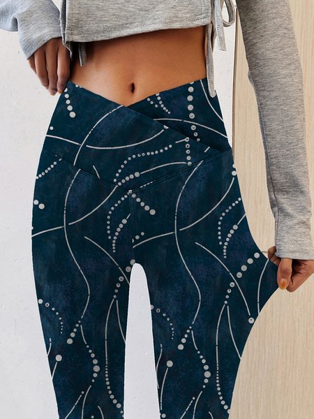 

Regular Fit Polka Dots Casual Cross Leggings, Dark blue, Bottoms