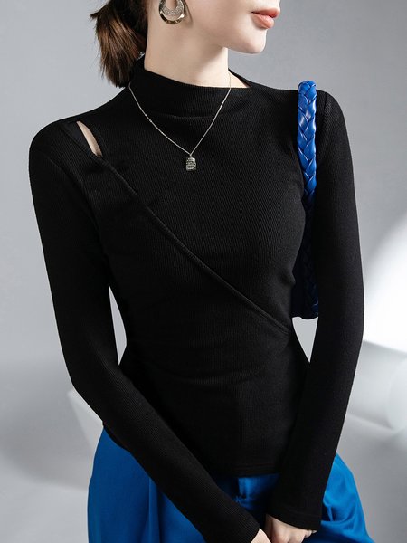 

Tight Urban Long Sleeve Plain Top, Black, Linen Tops
