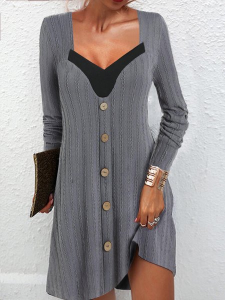 

Plain Sweetheart Neckline Dress, Gray, Dresses