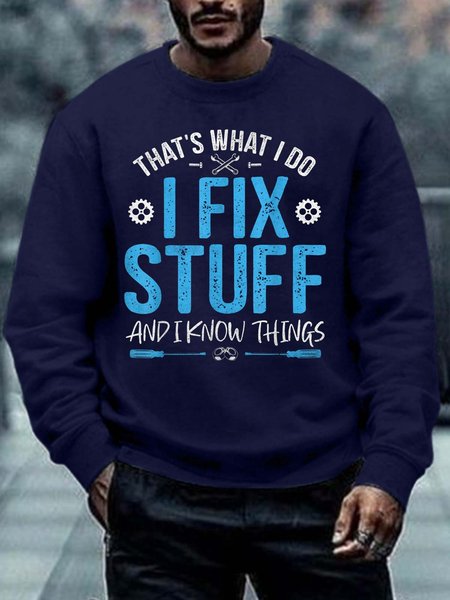 

Men Fix stuff i Know Things Letters Regular Fit Sweatshirt, Dark blue, Hoodies&Sweatshirts