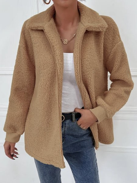 

Shawl Collar Casual Coat, Khaki, Outerwear
