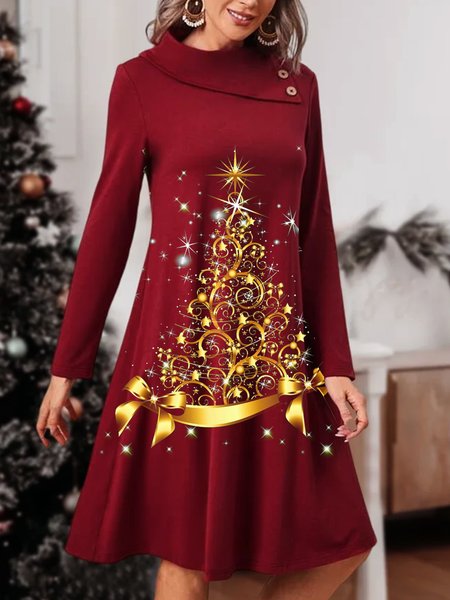 

Asymmetrical Casual Loose Christmas Dresses, Red, Dresses