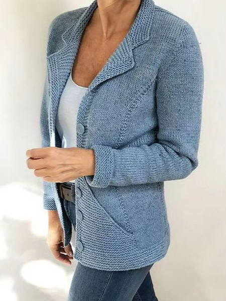 

Casual Plain Sweater Coat, Blue, Outerwear