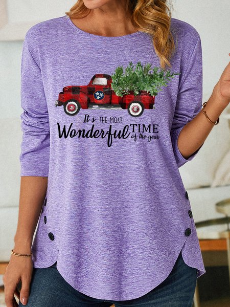 

Womens Christmas It‘s Wonderful Time Of This Year Crew Neck Sweatshirt, Purple, Hoodies&Sweatshirts