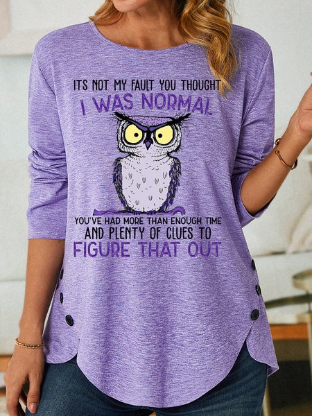 

Womens Funny Letter Casual Long Sleeve Top, Purple, Long sleeves