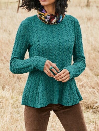 

Crew Neck Yarn/Wool Yarn Sweater, Green, Sweaters