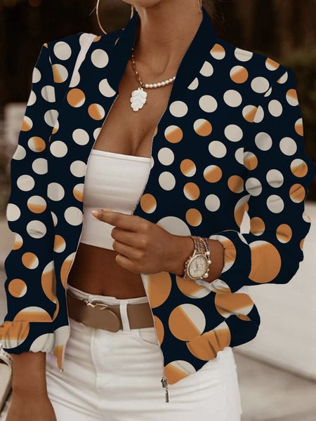 

Daily Long sleeve Polka Dots Regular Fit Jacket, Black, Jackets