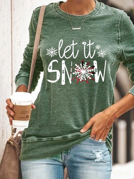 

Women Funny Let It Snow Simple Christmas Sweatshirts, Green, Hoodies&Sweatshirts