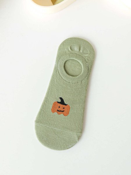 

Pumpkin Ankle Socks, Green, Socks