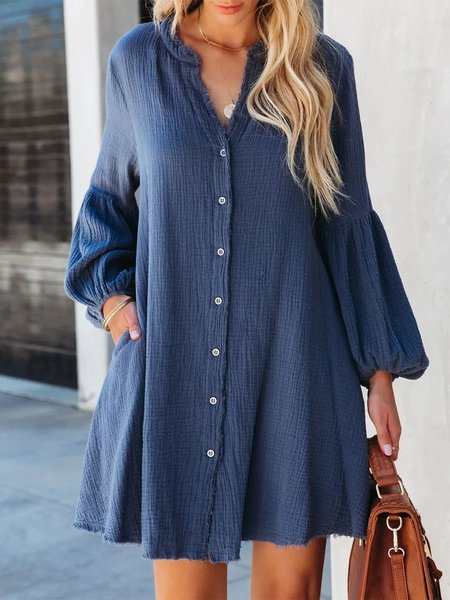 

Navy Button Down Midi Dress, Navyblue, Mini Dresses