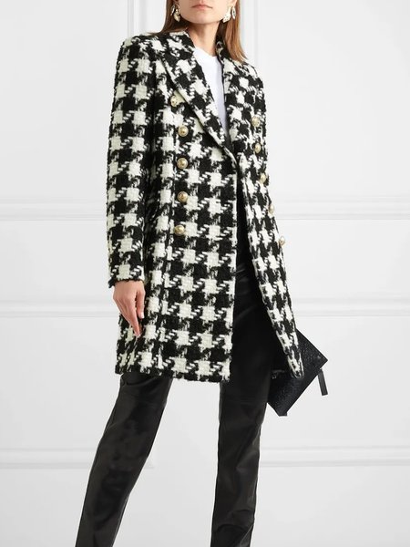 

Shawl Collar Vintage Regular Fit Overcoat, Black-white, Coats