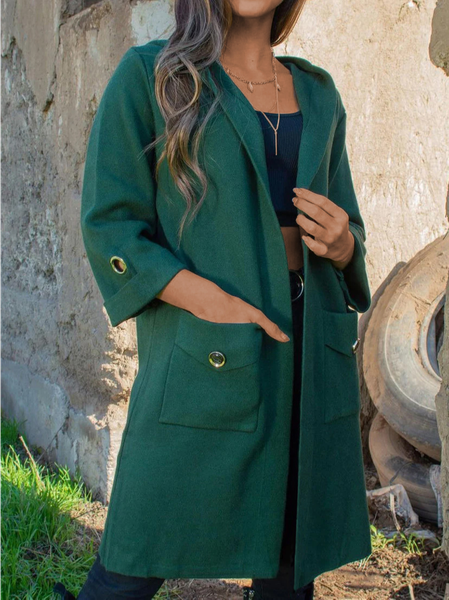 

Loose Woolen Casual Overcoat, Green, Outerwear