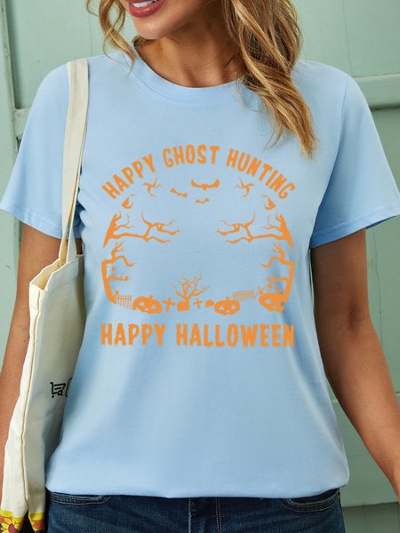 

Lilicloth X Jessanjony Happy Ghost Hunting Happy Halloween Women's T-Shirt, Light blue, T-shirts