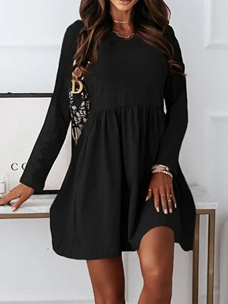Urban V Neck Regular Fit Ruched Dresses, Black, Dresses