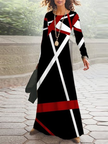 

Color Block Regular Fit Crew Neck Dresses, Black, Dresses