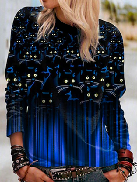 

Halloween Loose Casual Cat Sweatshirts, Black, Sweatshirts & Hoodies