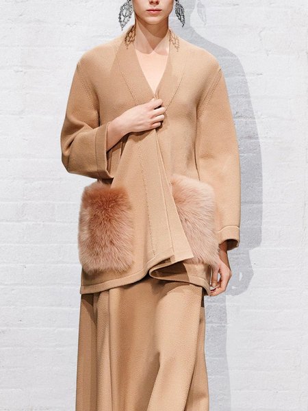 

Loose Plain Long sleeve Sweater Coat, Camel, Cardigans