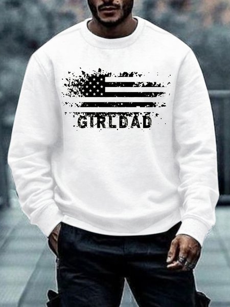 

Men's Girl Dad America Flag Loose Casual Sweatshirt, White, Hoodies&Sweatshirts
