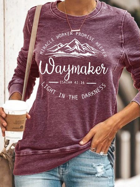 

Womens Inspirational Quote Christian Waymaker Isaiah 42:16 Crew Neck Sweatshirt, Red, Hoodies&Sweatshirts