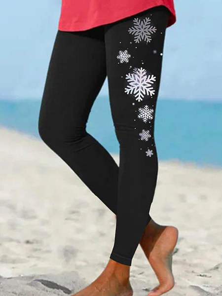 

Women Gradient Snowflake Simple Christmas Leggings, Black, Leggings