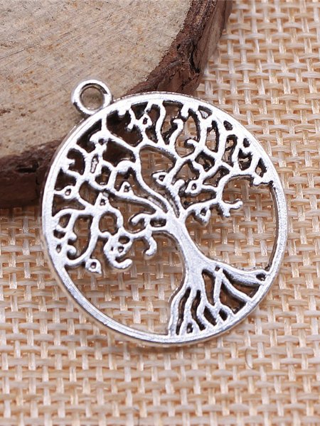 Diy Tree Of Life Pattern Pendants Bracelets Necklaces Jewelry Accessories Thanksgiving Christmas Gift, Silver, Necklaces