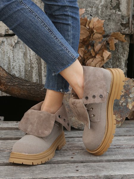 

Flocked Outdoor Boots, Brown, Boots