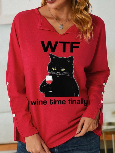 

Lilicloth X Kelly WTF Wine Time Finally Women's Cat Sweatshirt, Red, Hoodies&Sweatshirts