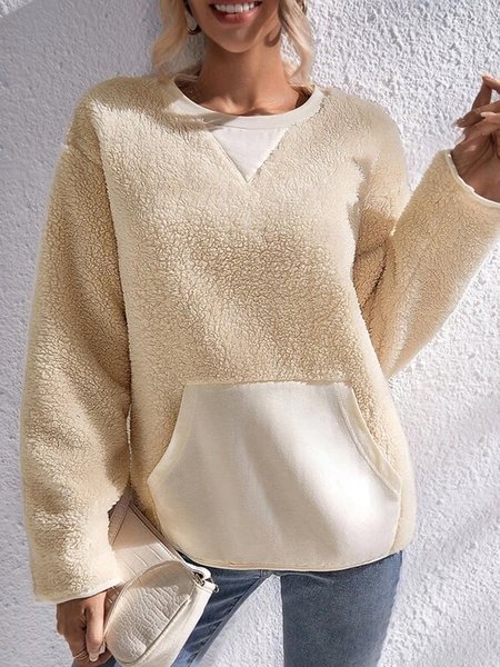 

Plain lamb wool loose Pullover sweatshirt plus size, Apricot, Sweatshirts & Hoodies