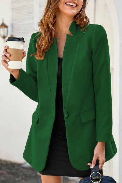 

JFN Twill Urban Lapel Collar Blazer Dark Green, Outerwear